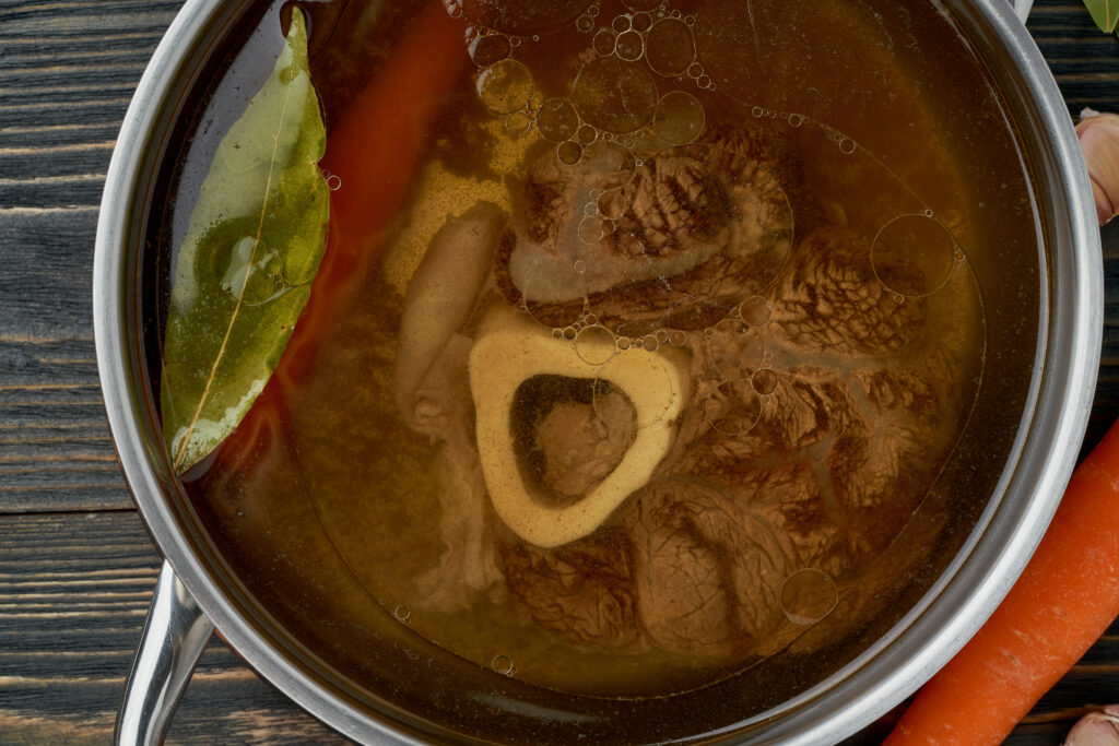 Beef broth simmering